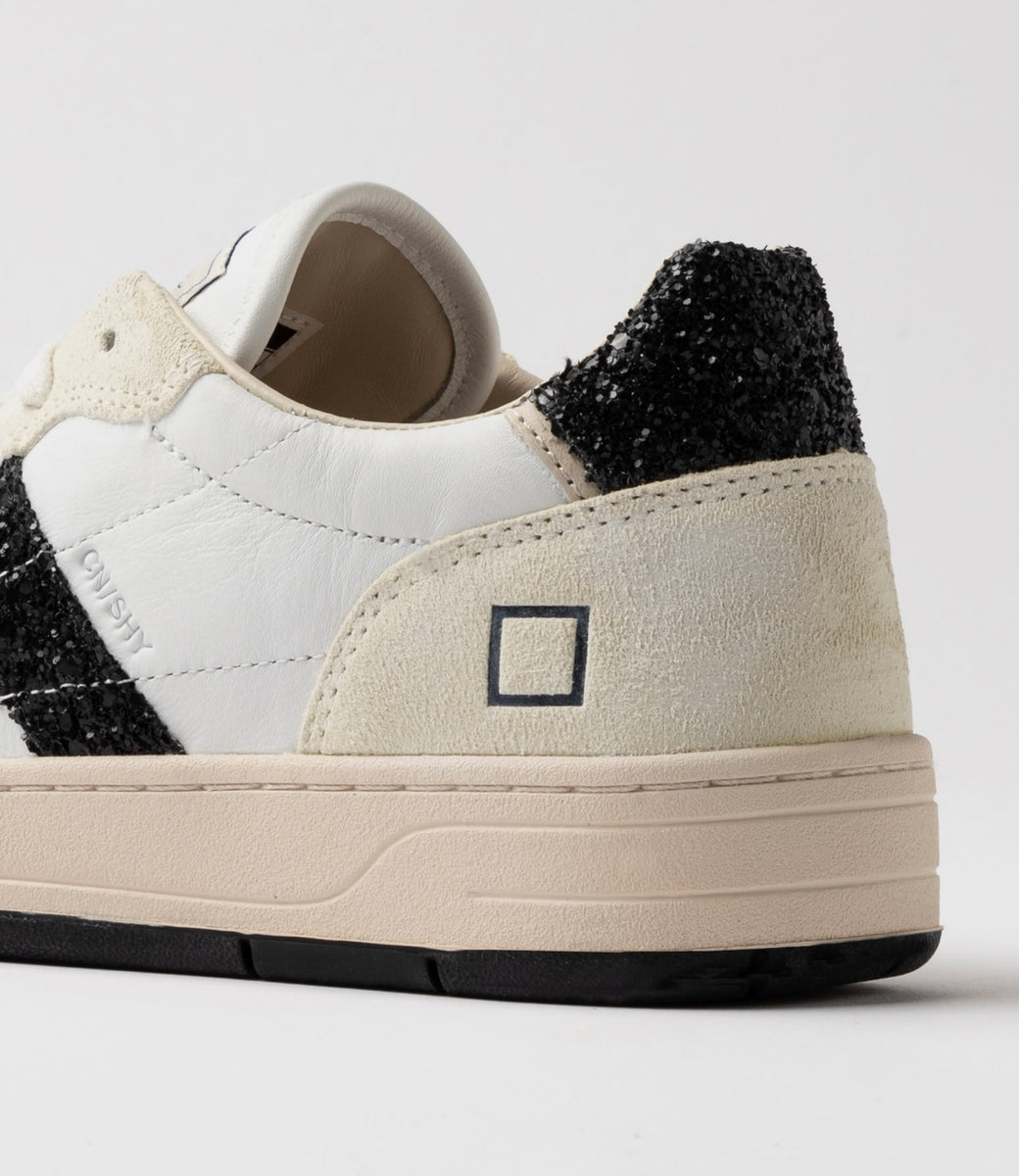 D.A.T.E.　COURT SHINY WHITE-GLITTER BLACK DATE Court Shiny White Glitter Black | DATE Sneakers | Black