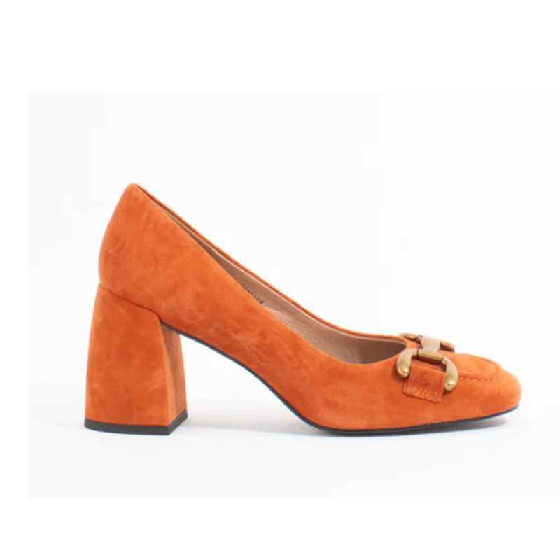 Orange suede hot sale block heels